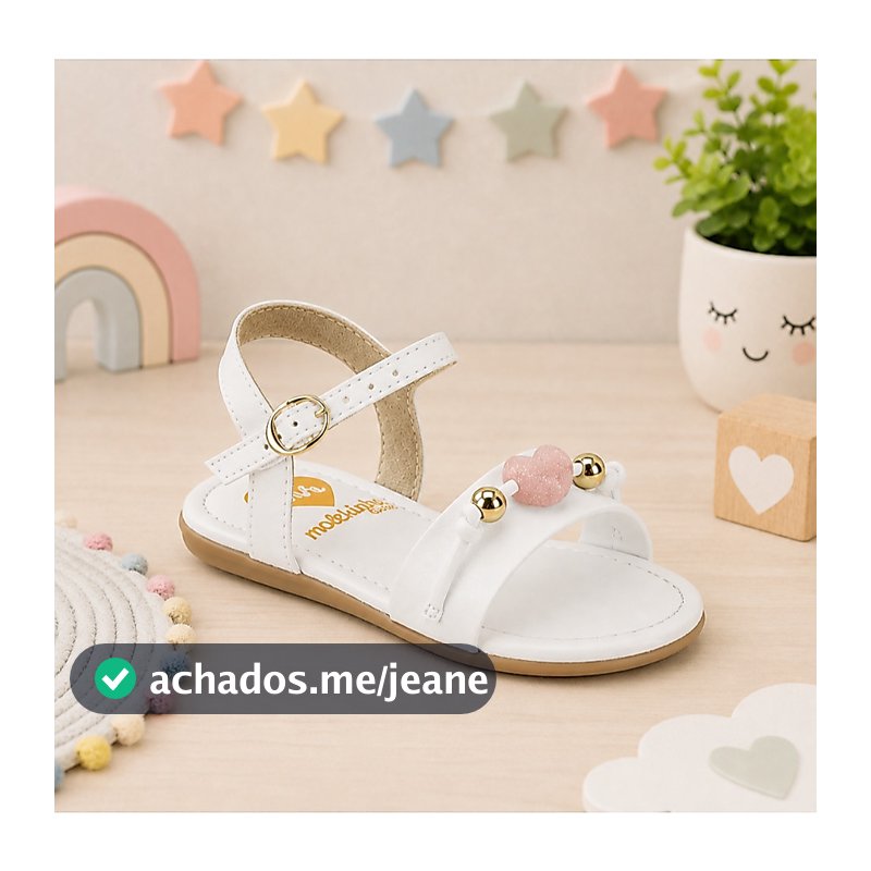 sandália infantil menina Molekinha Corações Bebê Menina Leve Delicada Brilho