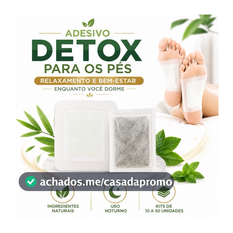 Adesivo Detox Para os Pés Kit 10 a 50 Foot Patch Natural Relaxamento Bem Estar Uso Noturno Pés Cansa