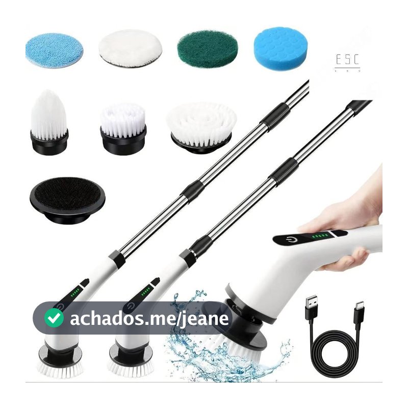 Escova De Limpeza Ajustável Janela Banheiro e Cozinha Ferramenta 9 em 1 Recarregável