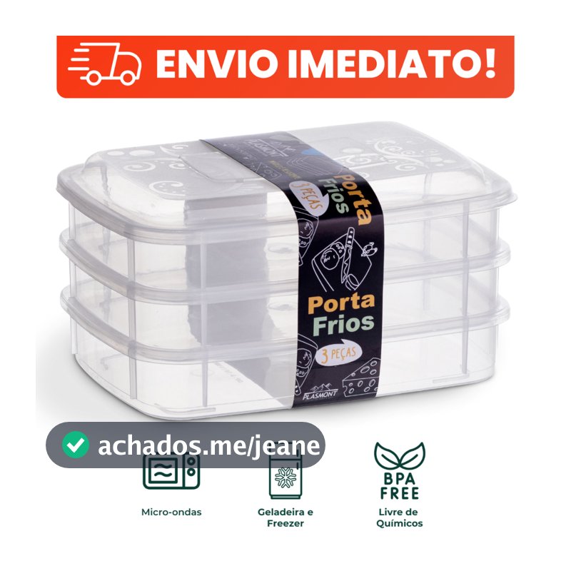 Kit 3 Potes Herméticos 1L Transparentes com Vedação BPA Free Organizador Geladeira