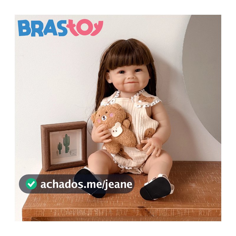 Bebê Reborn Silicone Menina 48cm Boneca Sorria Pode dar Banho Brastoy