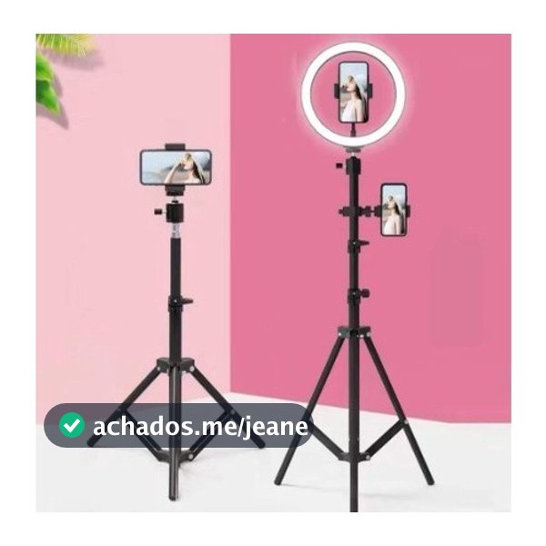 Ring Light Completo Iluminador Portátil  8 10 12 14 Polegadas 26cm Tripé 2,0  Com Suporte Para Celular 2.10 Metros