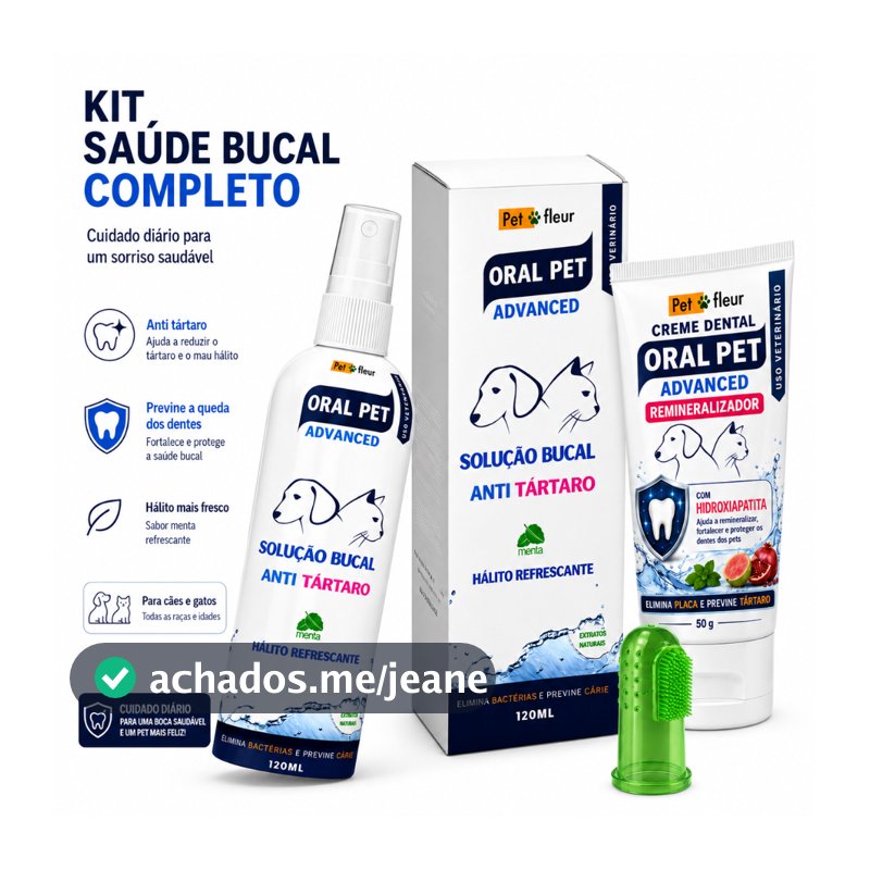 kit Creme Dental Oral Pet  Remineralizador + Spray AntiTártaro + escova - combate Mau hálito e fortalece os dentes