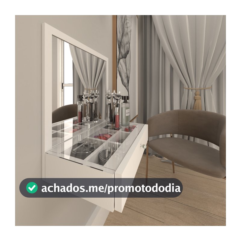Penteadeira 100% MDF Suspensa Sophia com Gaveta e Tampo de Vidro