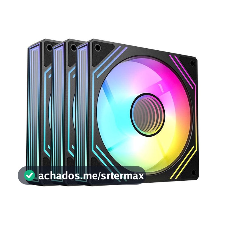 Kit Ventoinhas Acegeek Neon, ARGB, 3x120mm, Preto, AG-NEON3X1-BK