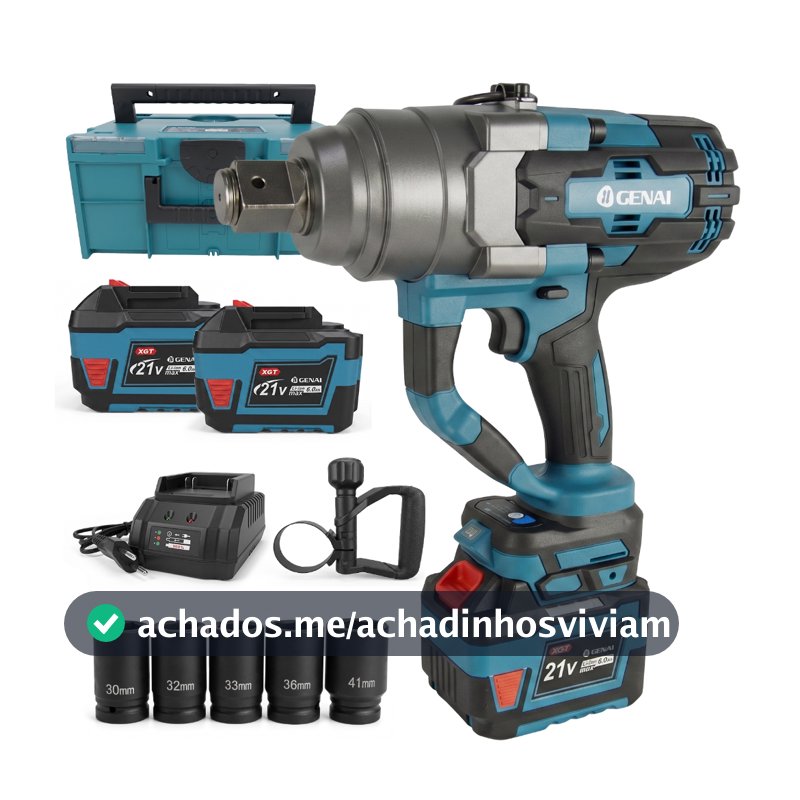 Chave de Impacto 21V 3000N.m Motor Sem Escova - Kit com 2 Baterias e Maleta