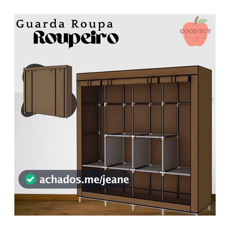 Guarda Roupa Portátil Dobrável com Ziper Organizador De Roupas Armário de Roupa Multifuncional
