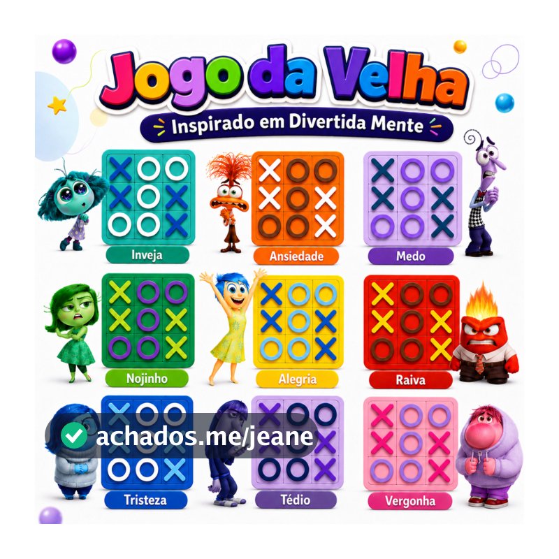 Kit Jogo da Velha MDF 10 cm Inspirado em Divertida Mente Lembrancinha Infantil