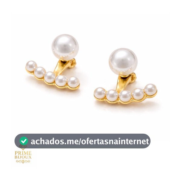 Brinco de Pérolas Feminino Luxo Banhado a Ouro 18K – Ear Jacket Pérolas Base + Pérola Grande Elegante Semi Joia Delicado