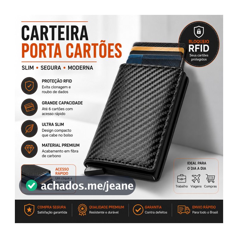 Carteiras Fibra De Carbono Porta-Cartões Masculina Preta Mágica Tripla De Couro