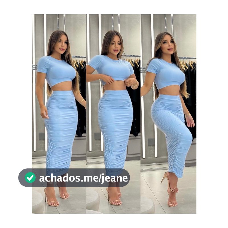 Conjunto longo feminino com saia drapeada e cropped curto de marquinha no Suplex premium ( VIVI )