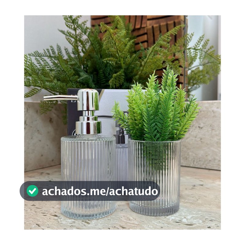 Conjunto de 2 Peças para Banheiro Lavabo de Vidro Lyor Lines Diamond Quadri Decoração Casa