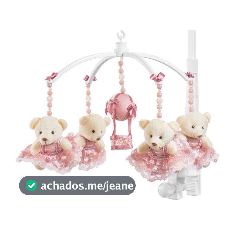 Móbile Berço Bebê Musical E Giratório Ursa Rose Menina Envio Imediato