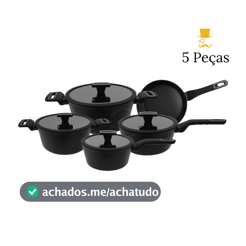 Jogo De Panelas 5 Peças Por Indução Com Revestimento Antiaderente Cerâmico Soft Touch - Premium