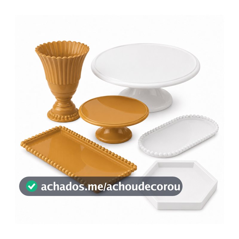 Kit Mesa Decorada Copa do Mundo 6 Peças Boleiras e Bandejas Luxo
