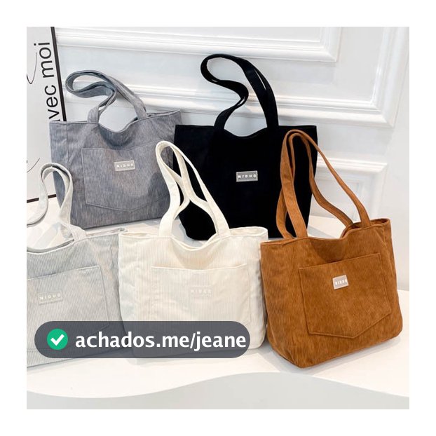 🔥Bolsa Tote Feminina de Grande Capacidade para Trabalho – Bolsa de Ombro em Veludo Cotelê Estilo Estudantil e Casual