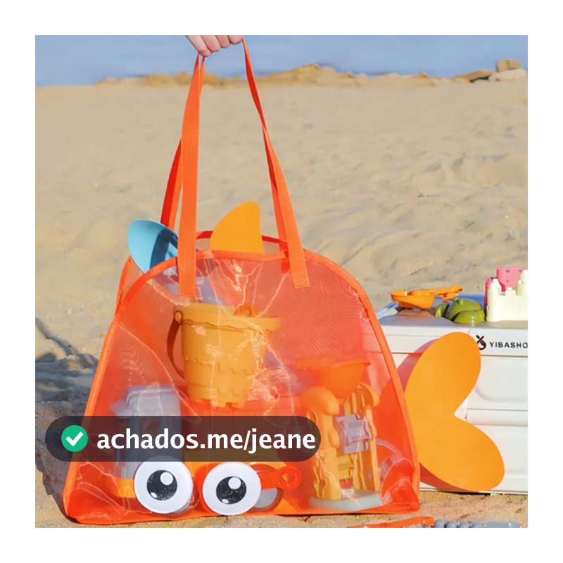 Bolsa de Praia Infantil Formato Peixinho Verão, Guarda Brinquedos, Várias Cores, Mais Vendido