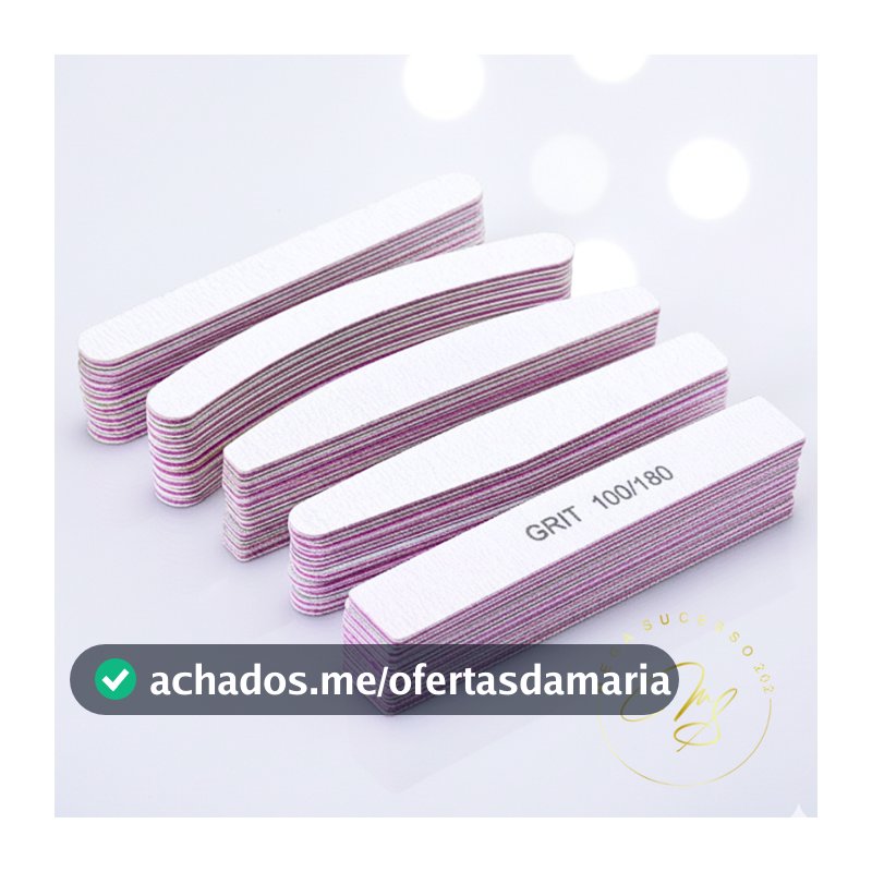 Lixa Profissional  UNIDADE Gramatura 100/180 Unha Gel Acrílico Formatos Caixão Quadrada Reta 1 Unidade