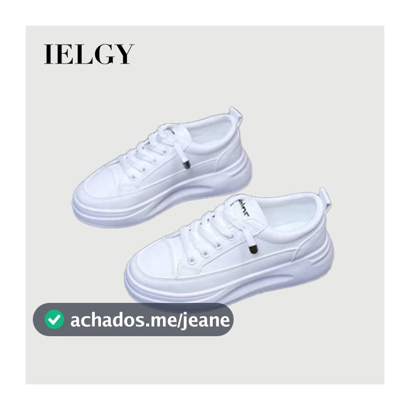 IELGY Sapatos Brancos Femininos , Novos Calçados Esportivos Respiráveis De Sola Grossa De Couro , Estilo Coreano Para Vi