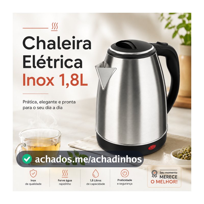 FIX/STARTOOLS Chaleira Jarra Elétrica 110V ou 220V 1.8 Litros Inox Prateada