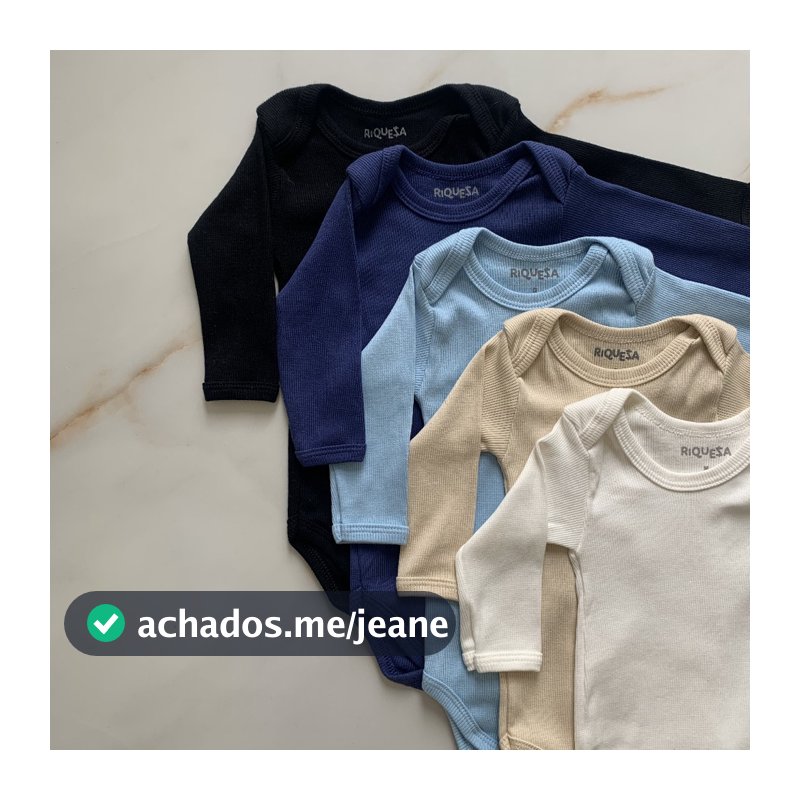 Kit 5 Manga Longa Canelado 100% Algodao Body Bebe Menino Inverno Verao