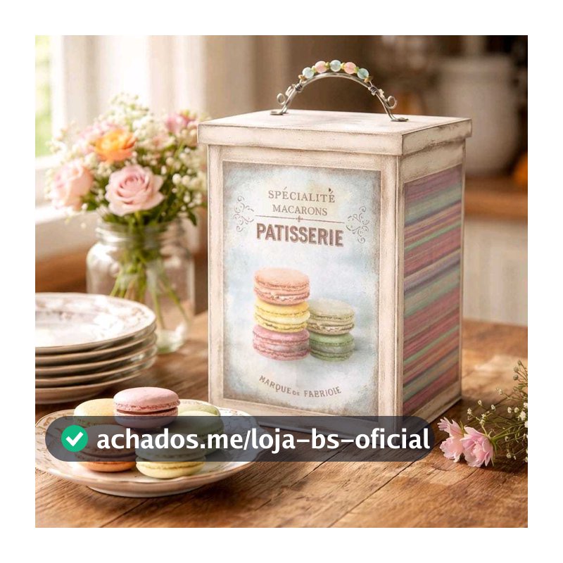 Caixa Decorativa Farmhouse Pâtisserie em Madeira com Tampa em Pinus