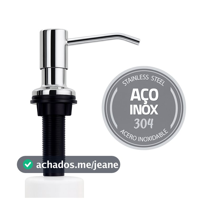 Dosador de Sabão Líquido Bsmix Cromado Inox 304 Embutir 500ml – Aço Inoxidável Premium