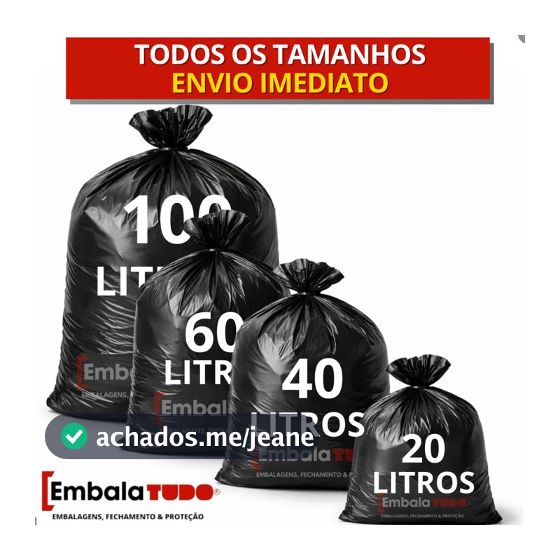 Saco de Lixo resistente com 100 unidades 20/40/60/100 Litros Preto direto da fábrica