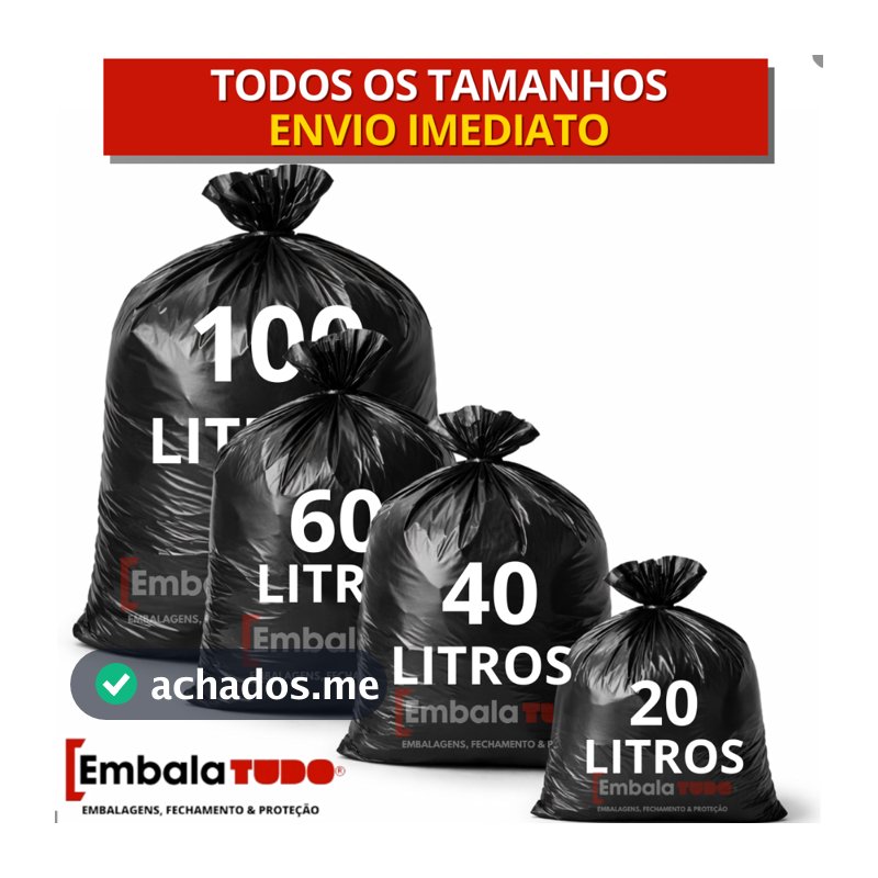 Saco de Lixo resistente com 100 unidades 20/40/60/100 Litros Preto direto da fábrica