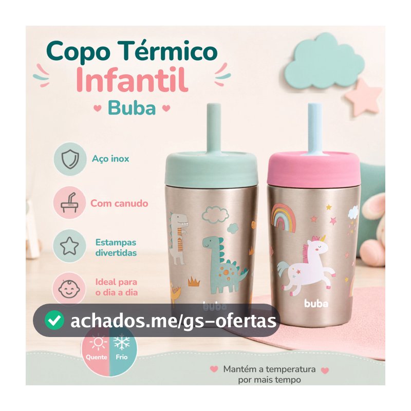 Copo Térmico Infantil Anti-vazamento De Silicone 400ml Buba Magic para Bebê Infantil  Menina e Menino - Envio Imediato