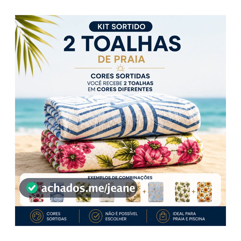 kit 2 Toalha Praia e Piscina Macia Grande Sortidas