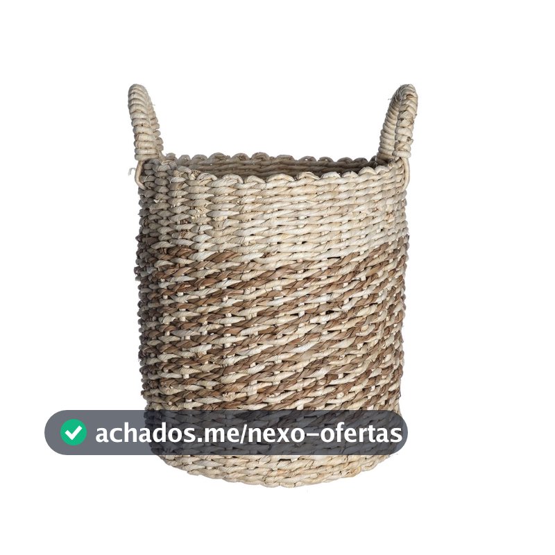cesto organizador de palha seagrass 40cm com alças duo multiuso - Oikos