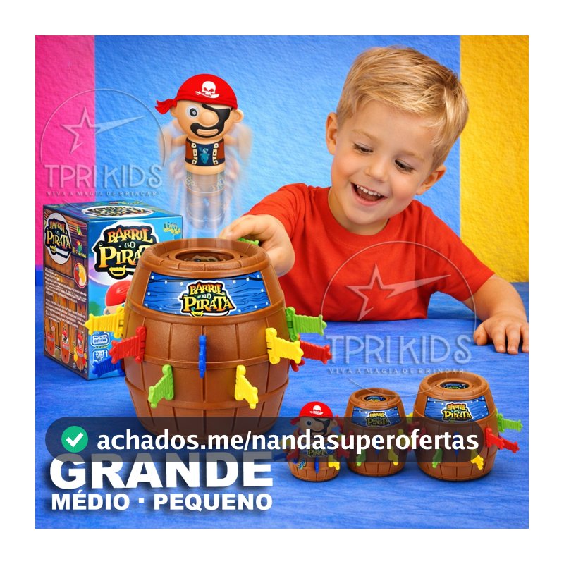 Barril Pirata Grande Médio Mini Original Brinquedo Infantil Jogo Tabuleiro Pula Família 4+ Educativo