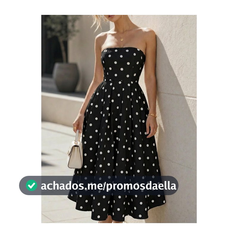 Vestido Feminino Longo Tomara Que Caia Poa Bolinha Lastex Soltinho Elegante