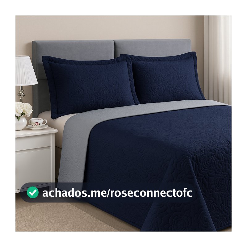 Kit Colcha Cobre Leito Casal Com 2 Porta Travesseiros Dupla Face Com Viés 100% Poliéster