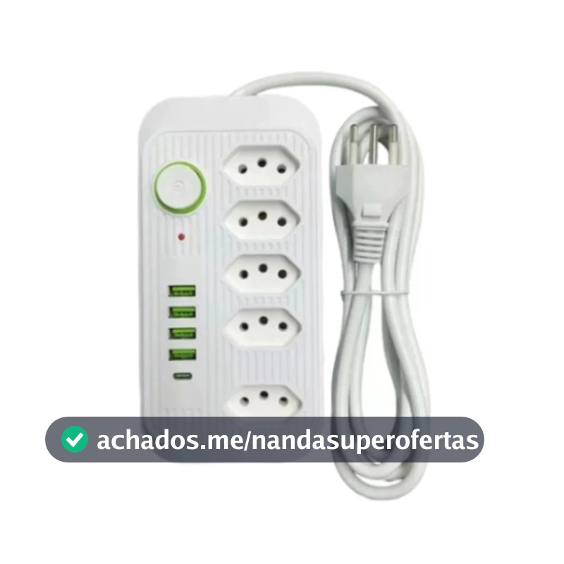 Extensão Filtro De Linha Segurança 5 Tomadas