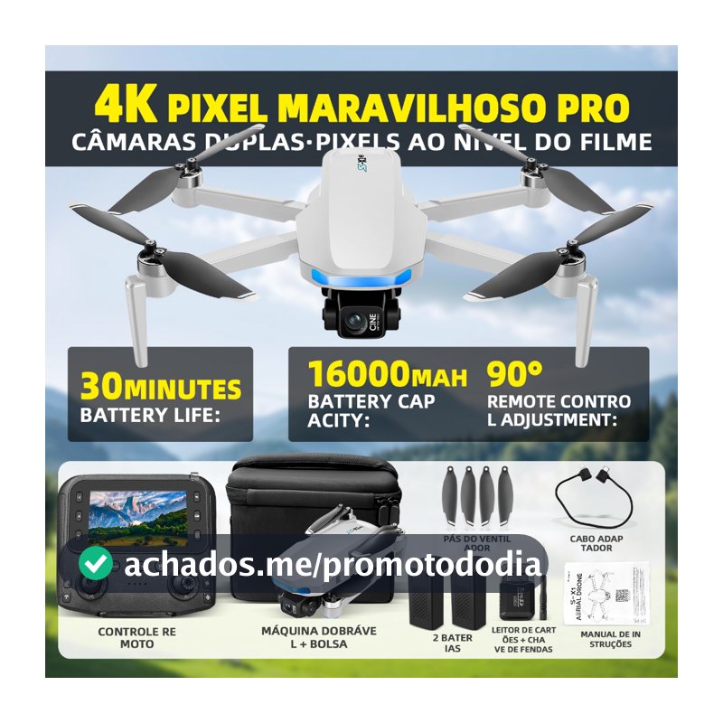 【GENAI】Drone S-X1 com GPS, tela de 4,5 polegadas com resolução 4K, drone triaxial，Duração 30 minutos,5K distância de voo