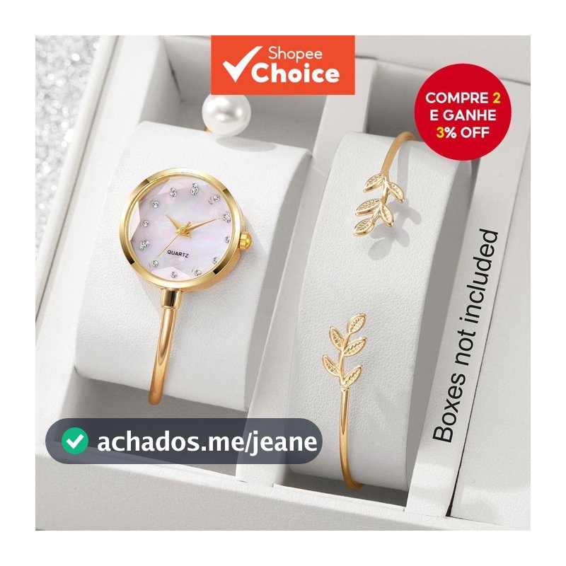 Relógio Feminino Com Pulseira De Pérola , 2 Peças , Conjunto De Quartzo , Mostrador De Diamante , Presente De Dia Das Mã