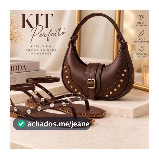 Kit Elegância Feminino Bolsa + Rasteira | Sofisticação e Estilo