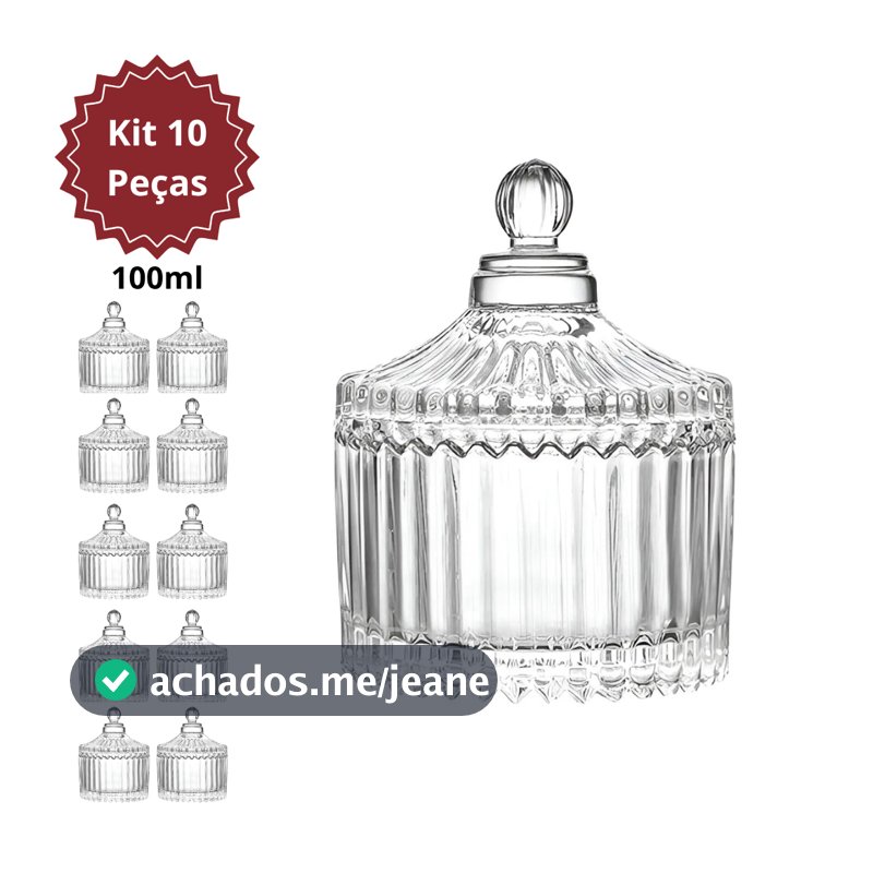 Kit Mini Potiche Bomboniere de Vidro Lembrancinha Casamento Vela Aniversario Batizado