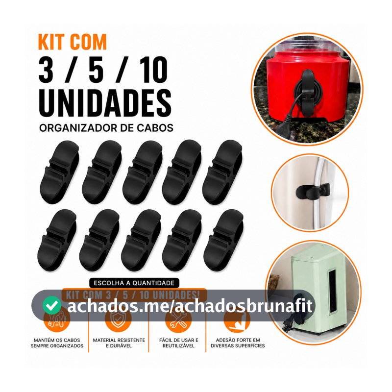 kit 10 / 5 / 3  unidades organizador de cabos e fios organizador casa e cozinha para liquidificador e mixer
