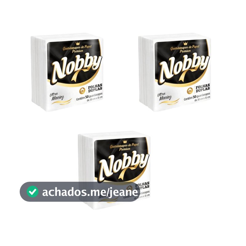 Kit 3 Pacotes Guardanapo 30x31cm Folha Dupla Nobby com 50 folhas