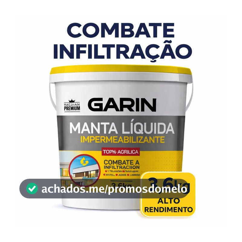 Manta Líquida Emborrachada Impermeabilizante Garin 1,2kg ou 3,6kg