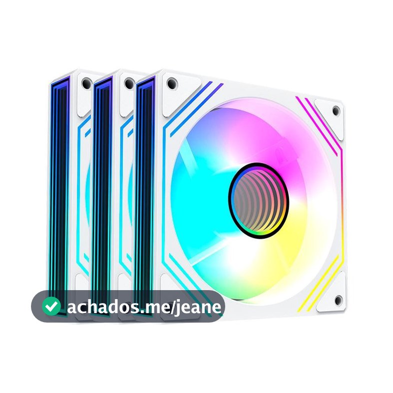 Kit Ventoinhas Acegeek Neon, ARGB, 3x120mm, Branco, AG-NEON3X1-WH