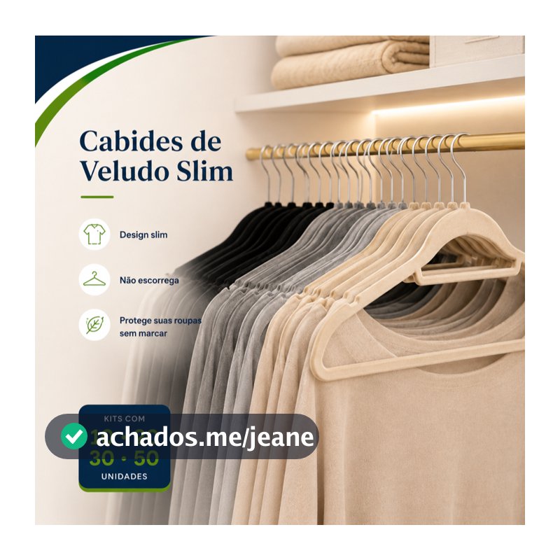 Vittak Cabide de Veludo Slim Adulto Antideslizante e Resistente – Organizador | 10, 20, 30 ou 50 Unidades