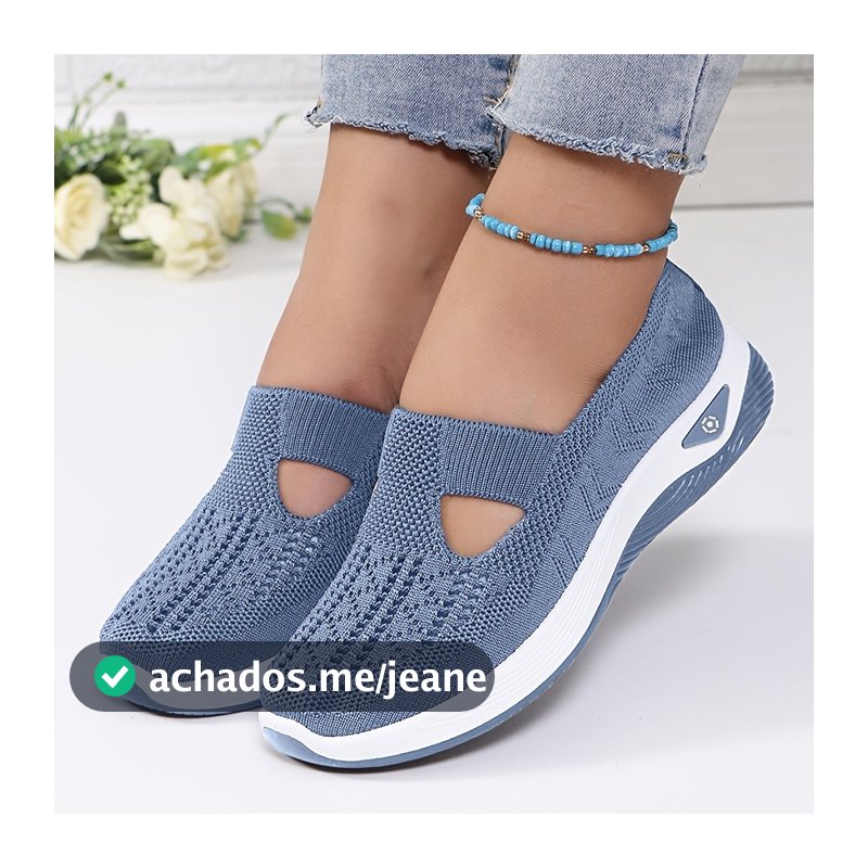 Sapatos femininos de malha respirável, tênis elegantes com cadarço.