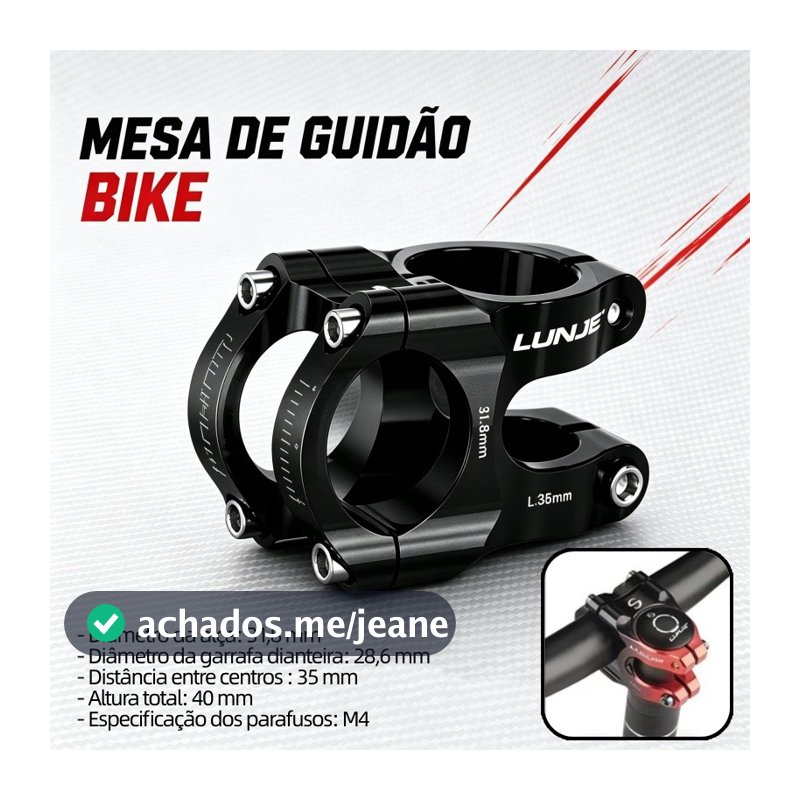 Haste Para Guidão MTB 31.8MM Alumínio CNC Braçadeira Alcance 35mm Altura 40mm Acessório Para Bicicleta Mountain Bike