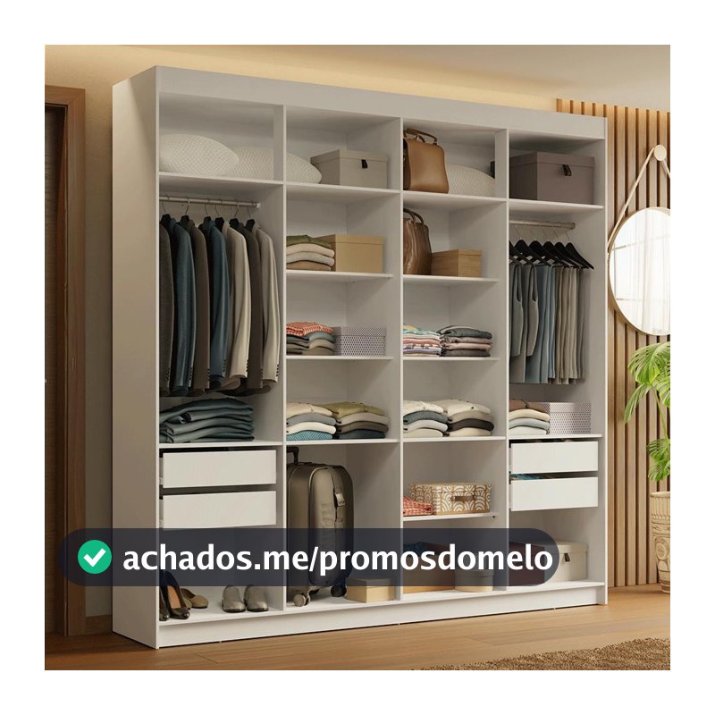 Guarda-Roupa Closet 4 Gavetas 216 cm Branco Venus Madesa