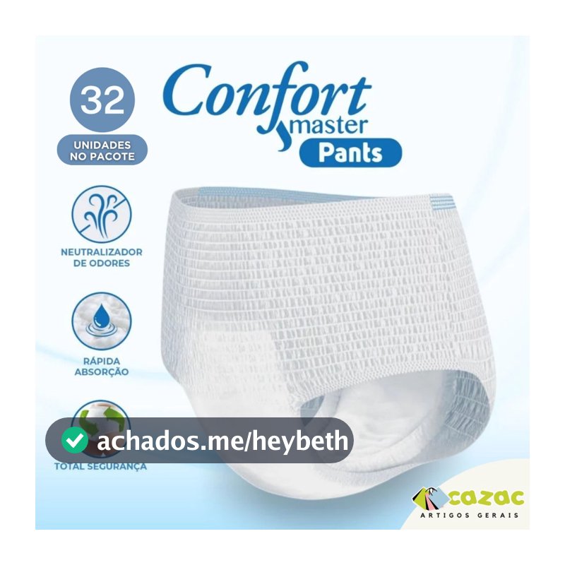 Kit 32 Fraldas Geriátricas Unissex ConfortMaster Pants  P/M G/EG Calcinha/Cueca Incontinência Severa