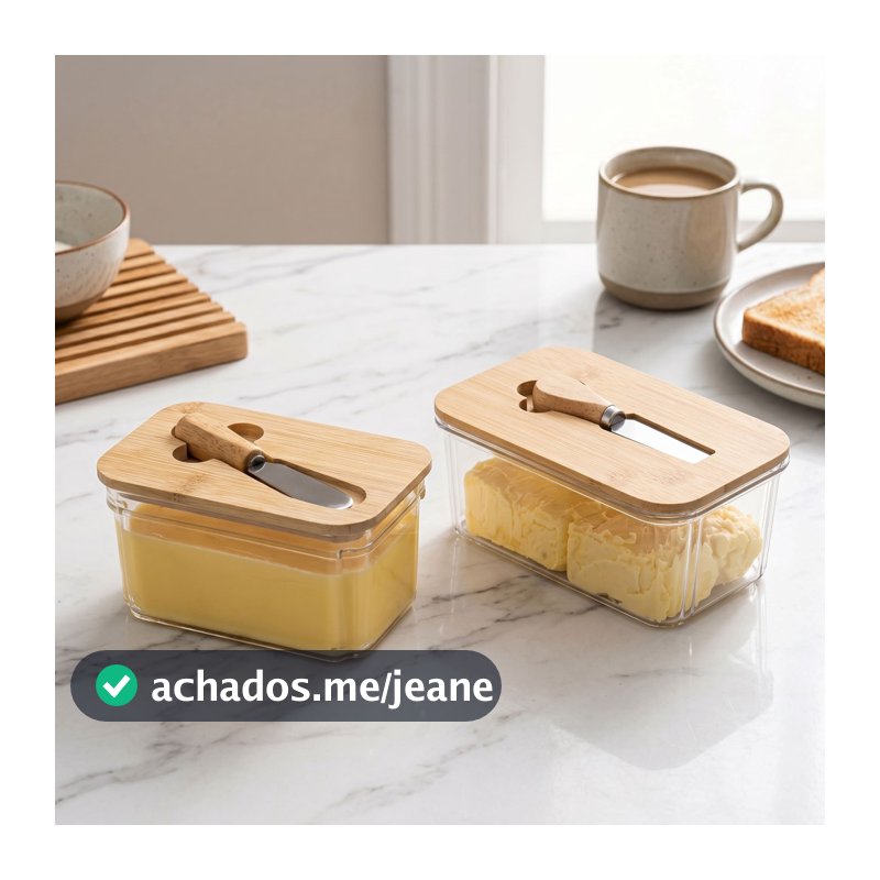 Manteigueira Porta Manteiga Com Tampa De Bambu e Espatula Organização Porta Queijo ENVIO IMEDIATO